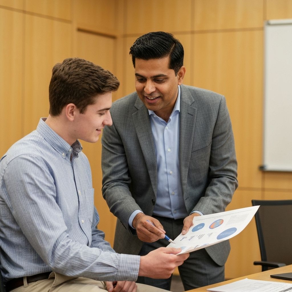 Indian professional career counselor with student